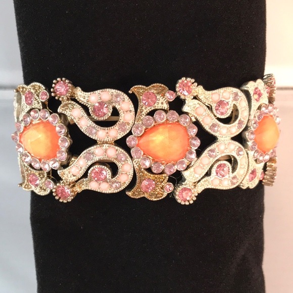 Ornate Colored Gemstone Stretch Bracelet - Picture 2 of 4
